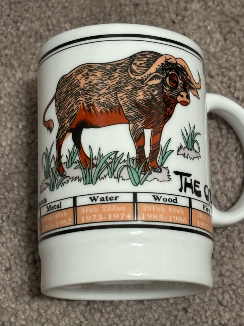 Vintage Zodiac Ox Chinese New Year Ceramic coffee Mug